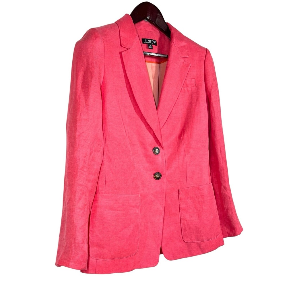 J Crew Helena Chelsea Linen Blend Blazer Size 2 Pink Classic Ivy Style Preppy - Picture 4 of 9